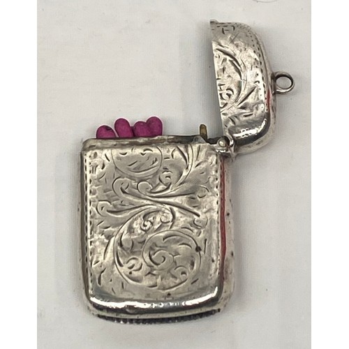 34 - Hallmarked Silver Vesta Case with Old Matches