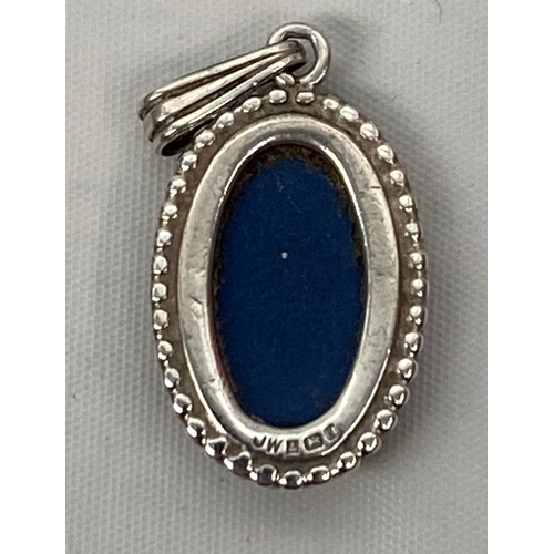 38 - Wedgwood Dark Blue Pendant with Hallmarks and Cameo Ring