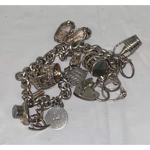 40 - Vintage Silver Charm Bracelet, Marked with Word Silver