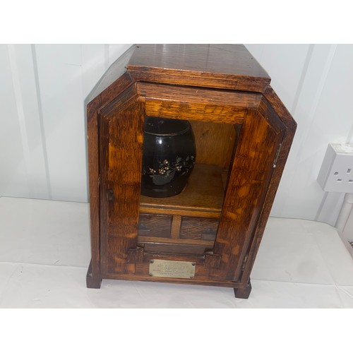 52 - Vintage Tobacco Cabinet With Pot and Working Drawers, Local Interest With Accrington Plaque