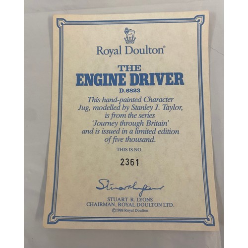 60 - Royal Doulton Character Jug Small The Engine Driver D6823 with Certificate