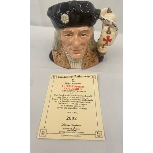 62 - Royal Doulton Character Jug Small Christopher Columbus with Certificate