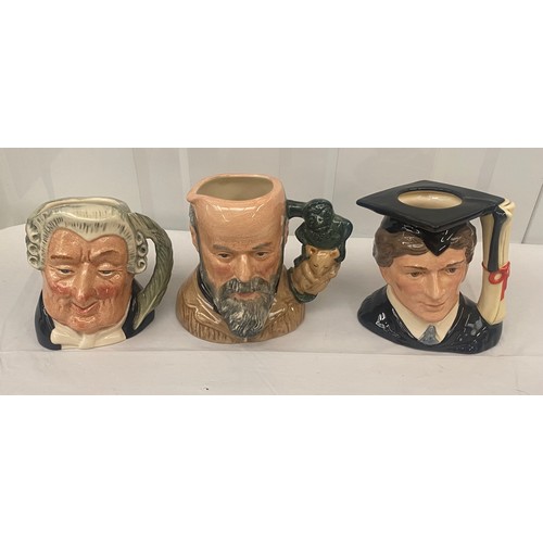 65 - Royal Doulton Character Jugs Small, The Lawyer D6504, George Tinworth D7000, The Graduate D6916 (3)