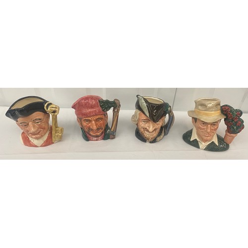 69 - Four Royal Doulton Character Jugs Small to include The Gardener, Robin Hood, Gaoler, The Lumberjack ... 