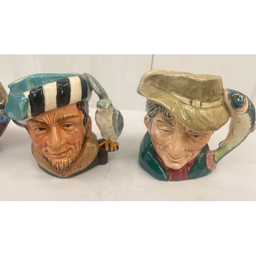 70 - Four Royal Doulton Character Jugs and one unmarked to include Gone away, Van Winkle, The Falconer (4... 