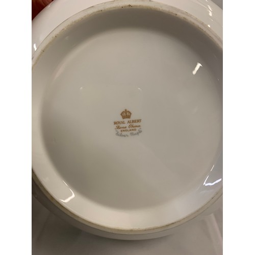 78 - Forty-Eight Pieces of Royal Albert Silver Maple. Includes Trios, Dinner Plates, Milk Jug, Sugar Bowl... 