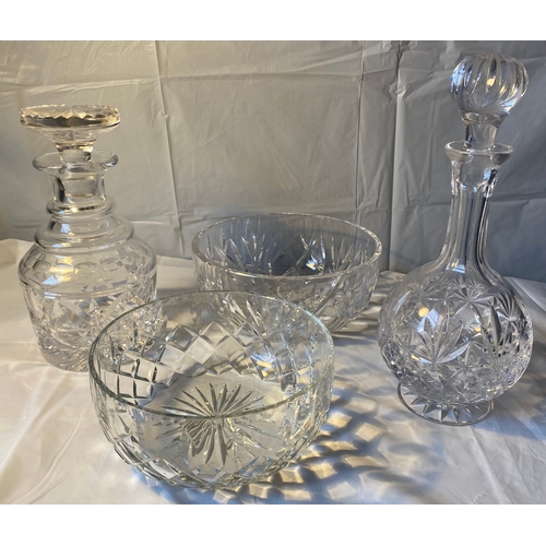 81 - Heavy Glass Decanters and Fruit Bowls