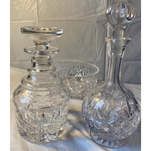 81 - Heavy Glass Decanters and Fruit Bowls
