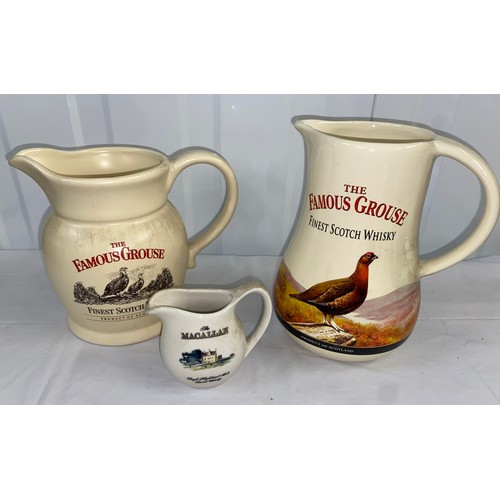 120 - Three Vintage Whiskey Jugs, two Famous Grouse and one Macallan