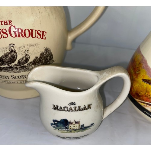 120 - Three Vintage Whiskey Jugs, two Famous Grouse and one Macallan