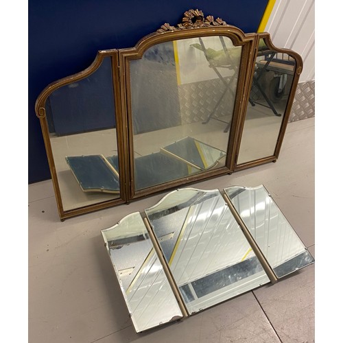 363 - Two Three Piece Antique Folding Mirrors