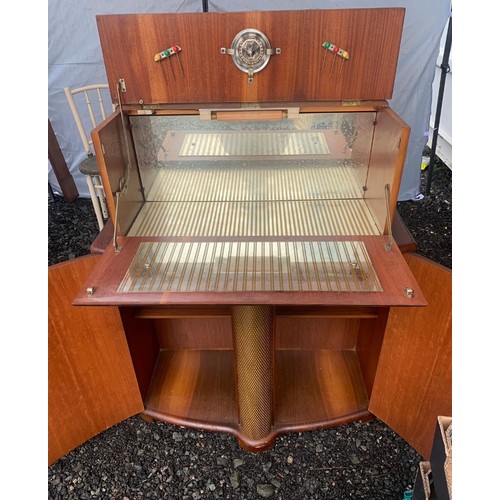 374 - Vintage Cocktail Cabinet With Mirror and Original Features (Collect From Vendor M46 9BE)