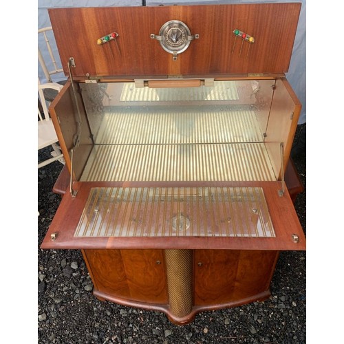 374 - Vintage Cocktail Cabinet With Mirror and Original Features (Collect From Vendor M46 9BE)