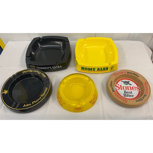 109 - Five Vintage Ash Trays to include Stones, Tennents, Skolar (5)