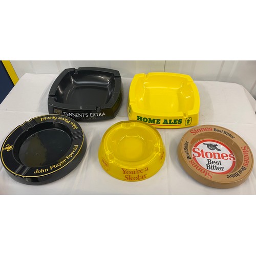 109 - Five Vintage Ash Trays to include Stones, Tennents, Skolar (5)