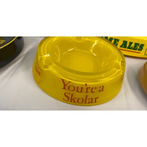 109 - Five Vintage Ash Trays to include Stones, Tennents, Skolar (5)
