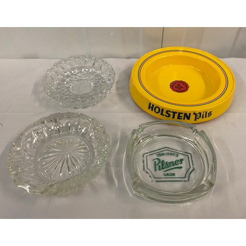 112 - Four Vintage Ash Trays to include Holsten Pils, Pilsner and Glass Ash Trays (4)