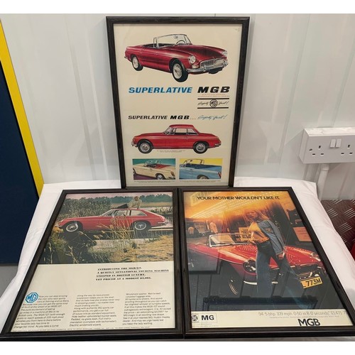 378 - Three Framed MGB Car Posters bY MG in Black Frames