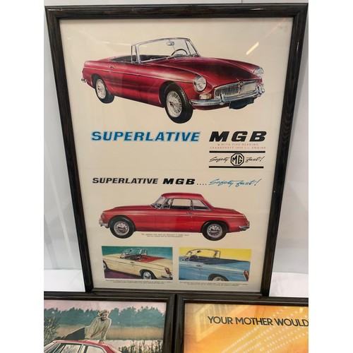 378 - Three Framed MGB Car Posters bY MG in Black Frames