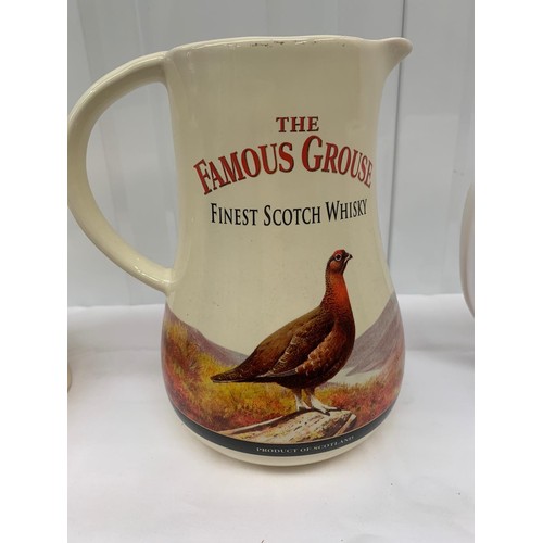 115 - Three Vintage Famous Grouse Jugs and Five Famous Grouse Hip Flasks In Bags (8)