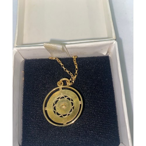 9 - Pendant, early 20th century, Marked 15ct Gold and is suspended on a fine belcher link necklet chain.... 