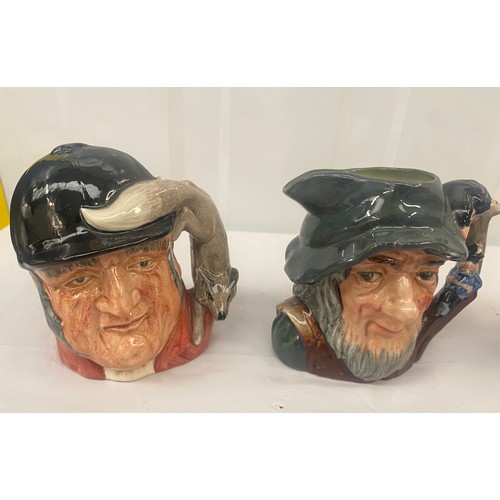 360 - Four Royal Doulton Character Jugs and one unmarked to include Gone away, Van Winkle, The Falconer (4... 