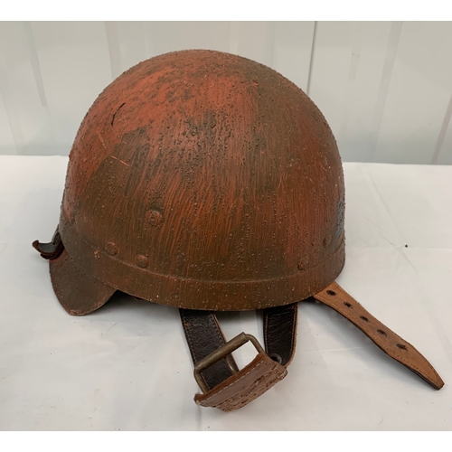 373 - French tank helmet converted into a British paratrooper helmet reenactment