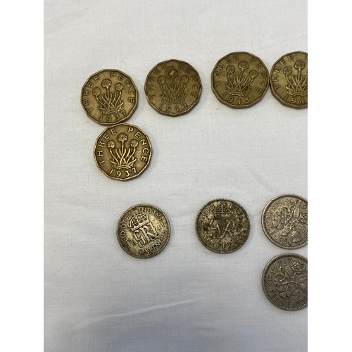 501 - Selection of Six Pence, Three Pence and a 1909 Farthing