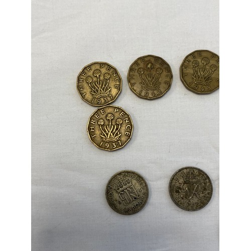 501 - Selection of Six Pence, Three Pence and a 1909 Farthing