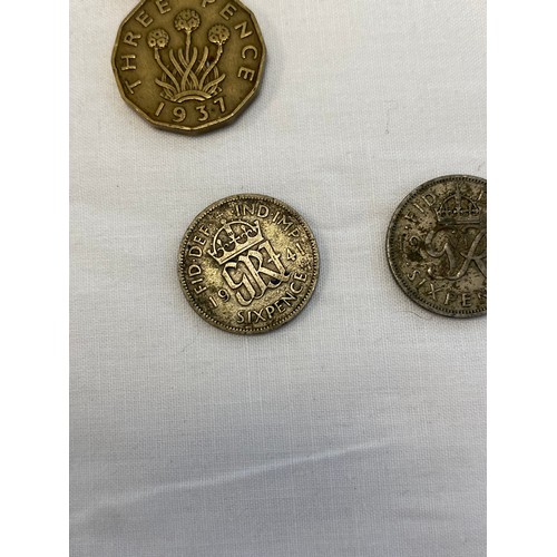 501 - Selection of Six Pence, Three Pence and a 1909 Farthing