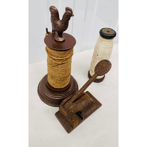 Antique cockerel string holder with rooster finial, with twine ...