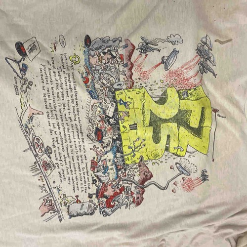 1 - Frank Zapper Graphic cotton T-shirt printed with large FZ 25 cartoon motif to front, short sleeves, ... 