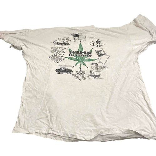 4 - White cotton short-sleeve T-shirt with front multicolour Grateful Growers graphic and reverse green ... 