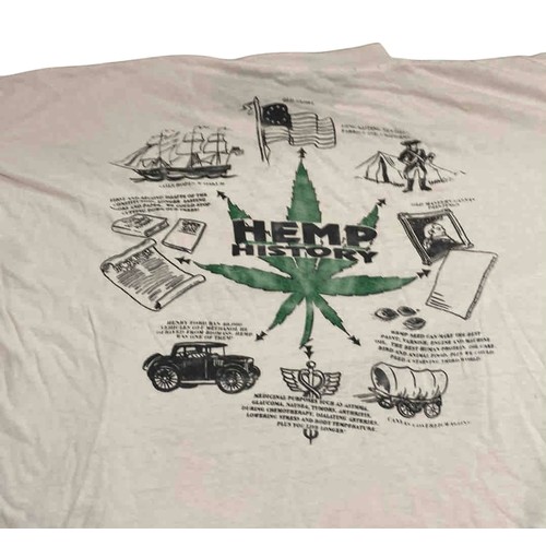 4 - White cotton short-sleeve T-shirt with front multicolour Grateful Growers graphic and reverse green ... 