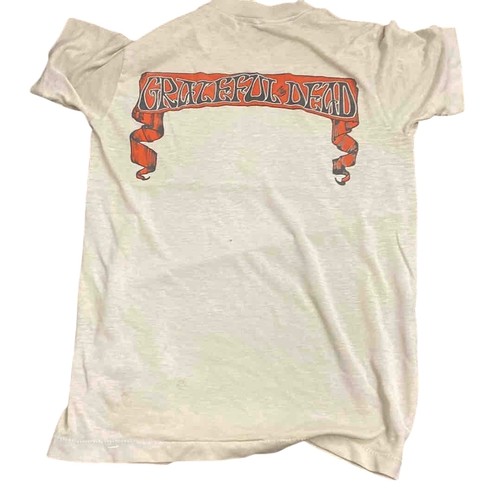 6 - Grateful Dead Skeleton and Rose ivory cotton short-sleeved concert T-shirt, front with iconic Mouse ... 
