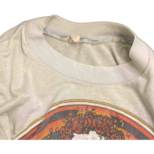 6 - Grateful Dead Skeleton and Rose ivory cotton short-sleeved concert T-shirt, front with iconic Mouse ... 
