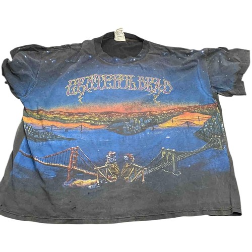 8 - Grateful Dead black cotton T-shirt, Oats brand, XL, front and back sunset San Francisco bridge scene... 