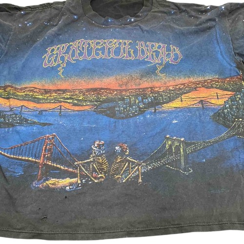 8 - Grateful Dead black cotton T-shirt, Oats brand, XL, front and back sunset San Francisco bridge scene... 