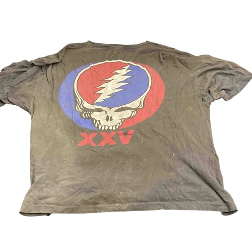 10 - Grateful Dead XXV anniversary short-sleeve cotton T-shirt, front rose motif with psychedelic letteri... 
