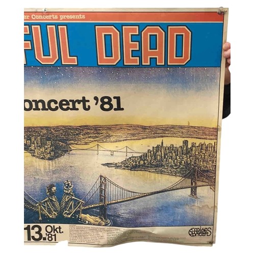 17 - Grateful Dead German tour poster, in Concert 81, 13 Oktober 1981, Walter-Köbel-Halle, Rsselsheim; co... 
