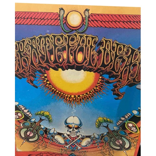 21 - Grateful Dead psychedelic poster, circa 1970s, lithographic print with Egyptian winged sun disk, rad... 
