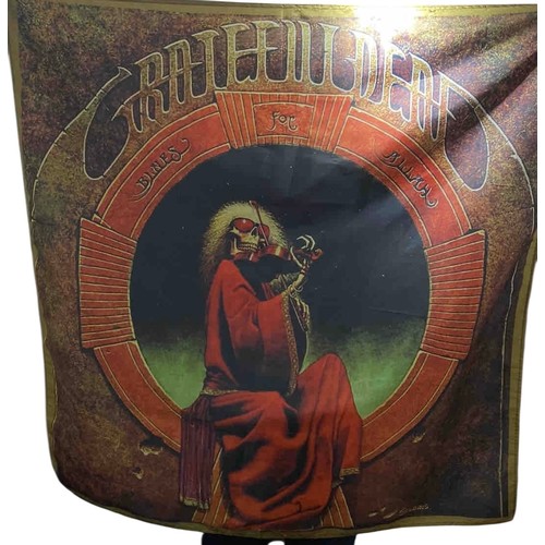 29 - Grateful Dead 'Blues for Allah' textile wall hanging, printed with skeleton violinist artwork in red... 