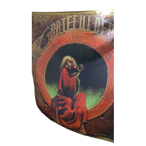 29 - Grateful Dead 'Blues for Allah' textile wall hanging, printed with skeleton violinist artwork in red... 