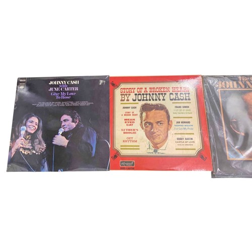 31 - Group of 3 Johnny Cash vinyl LP records: Johnny Cash & June Carter Give My Love to Rose, Story of a ... 