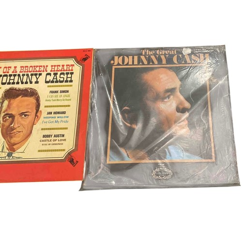 31 - Group of 3 Johnny Cash vinyl LP records: Johnny Cash & June Carter Give My Love to Rose, Story of a ... 
