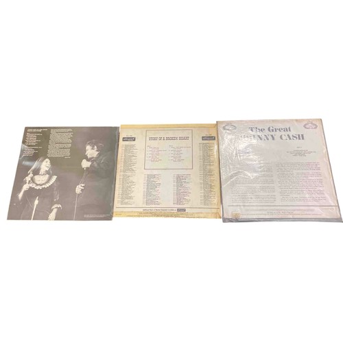 31 - Group of 3 Johnny Cash vinyl LP records: Johnny Cash & June Carter Give My Love to Rose, Story of a ... 
