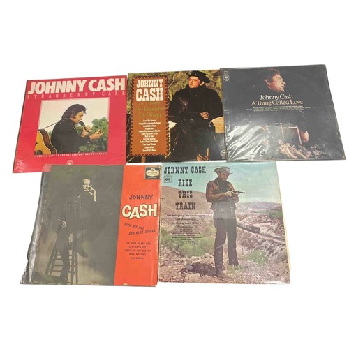 32 - Set of 6 Johnny Cash 12-inch vinyl LP albums, including Strawberry Cake, Ride This Train, A Thing Ca... 