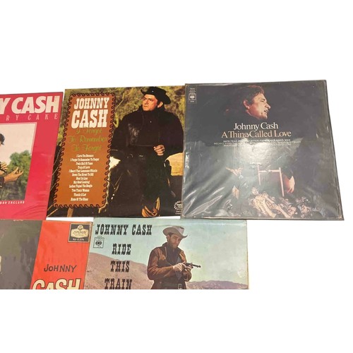 32 - Set of 6 Johnny Cash 12-inch vinyl LP albums, including Strawberry Cake, Ride This Train, A Thing Ca... 