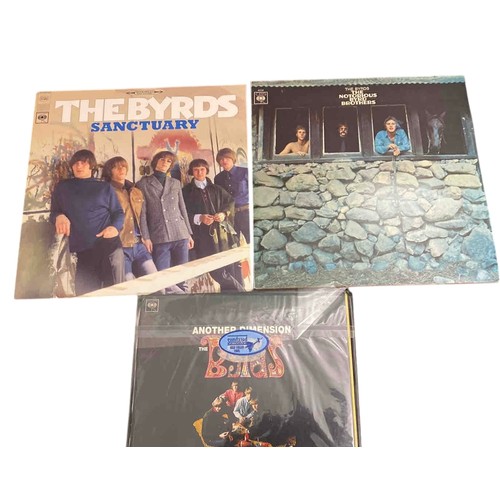 40 - Set of 3 vinyl LP records by The Byrds: Sanctuary, Another Dimension, and The Notorious Byrd Brother... 