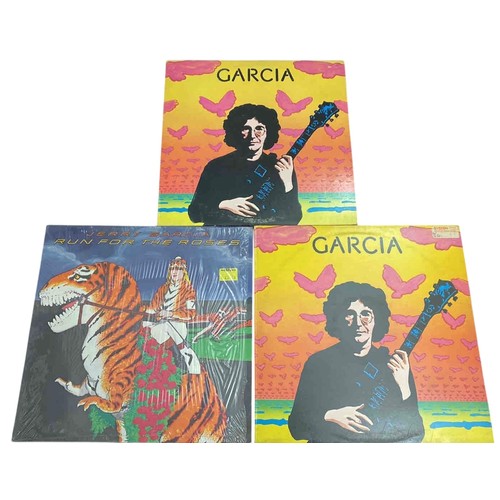 55 - Group of three Jerry Garcia vinyl LP albums comprising two copies of Garcia and one copy of Run for ... 